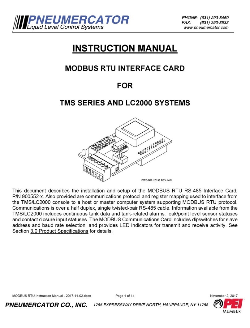 Pneumercator MODBUS RTU RS-485 instruction manual