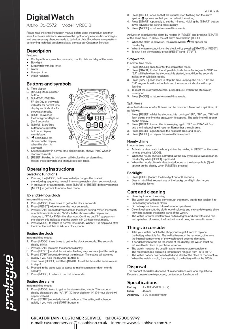 prologue MR8018 operating instructions