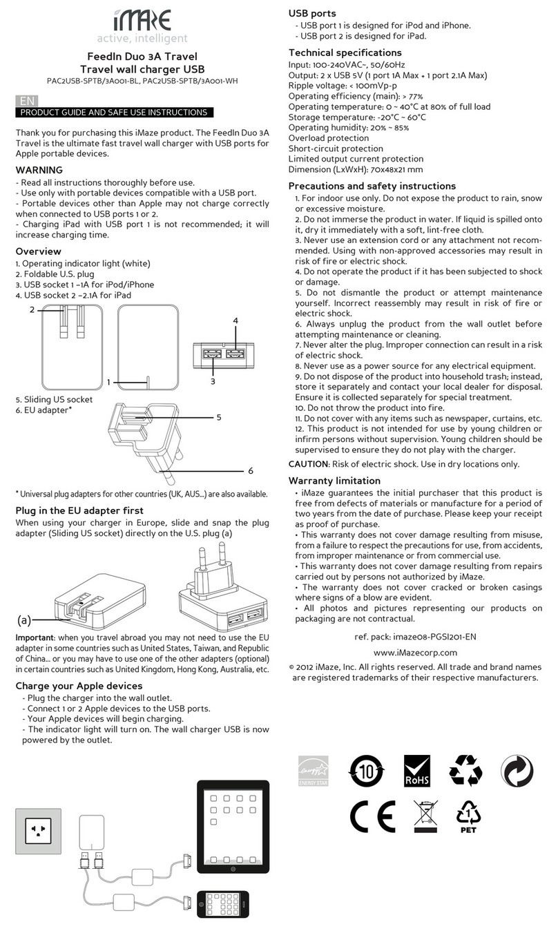 iMaze FeedIn Duo 3A Travel PRODUCT GUIDE AND SAFE USE INSTRUCTIONS