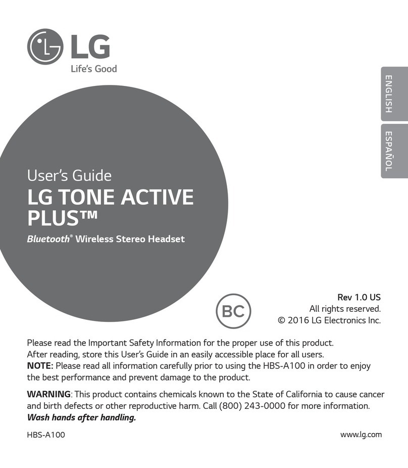 LG TONE ACTIVE PLUS HBS-A100 User manual LG TONE ACTIVE PLUS HBS-A100 User manual