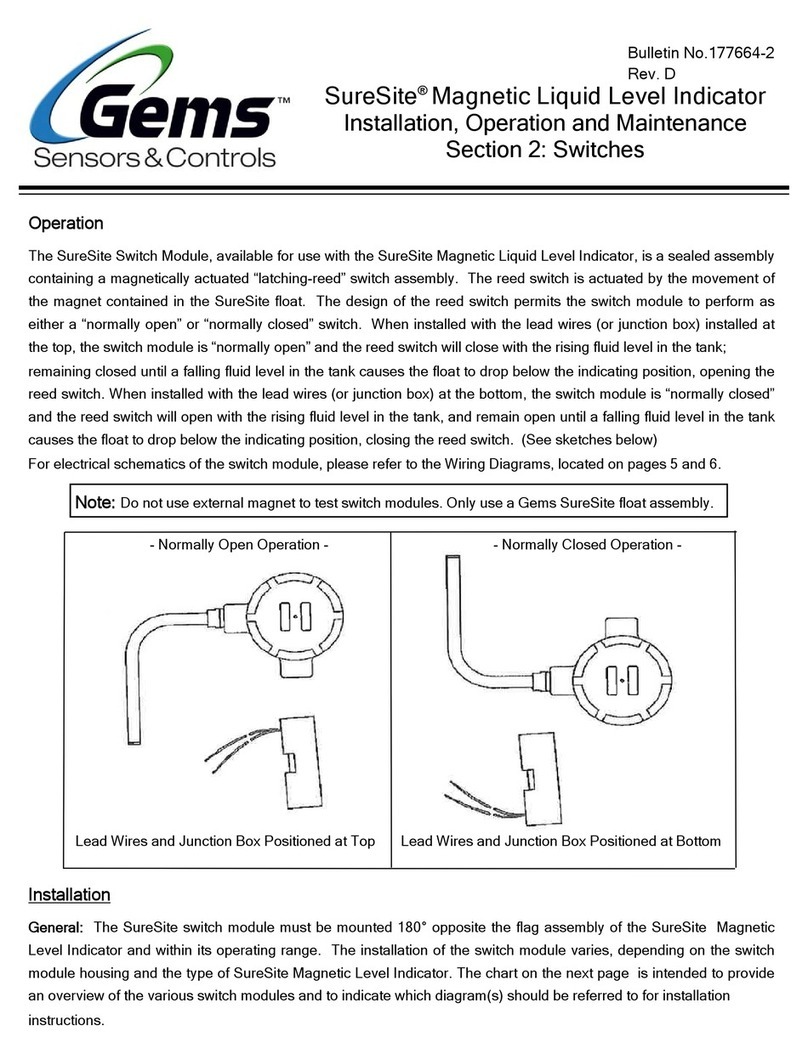 Gems SureSite series Installation and operating instructions