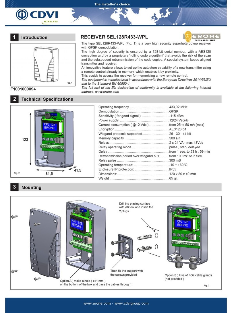 CDVI SEL128R433-WPL User guide