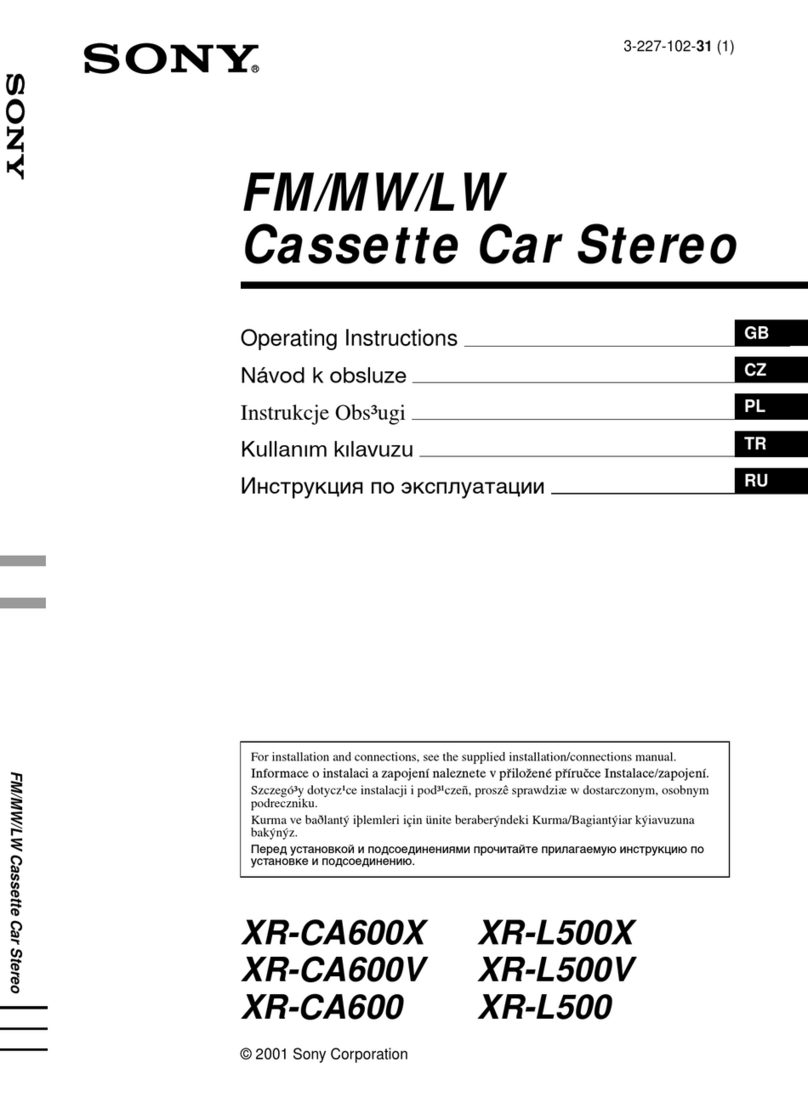 Sony XR-CA600X - Fm/mw/sw Cassette Car Stereo User manual