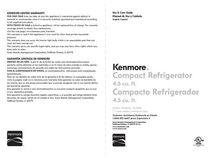 Kenmore 111.9905 Series User manual
