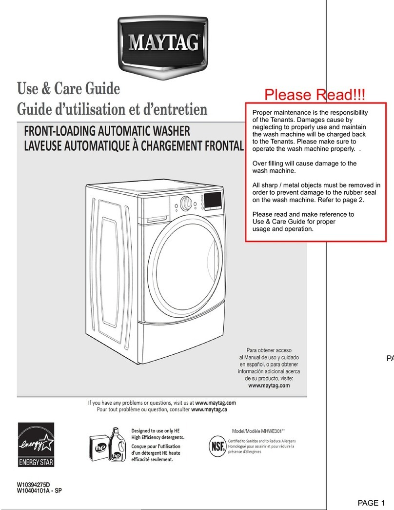 Maytag MHWE301 Series Use & care guide