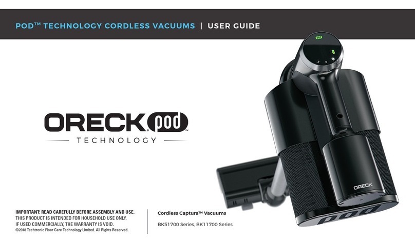 Oreck Cordless Captura BK51700 Series User manual