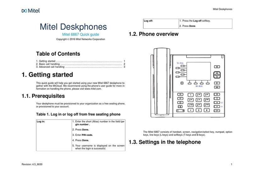 Mitel Deskphone 6867 quick guide