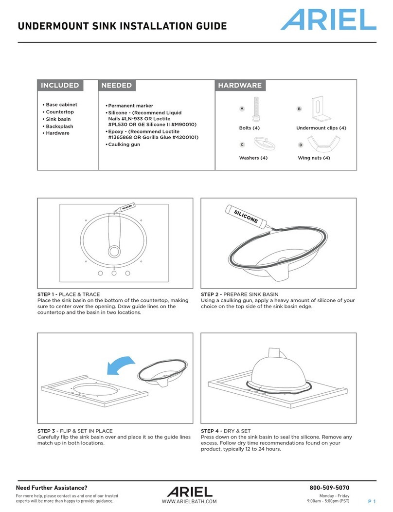 Ariel UNDERMOUNT SINK installation guide