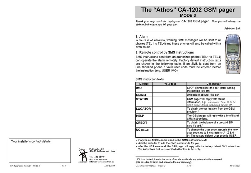 jablotron Athos CA-1202 user manual