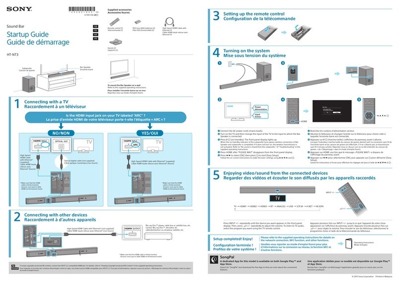 Sony HT-NT3 Startup guide