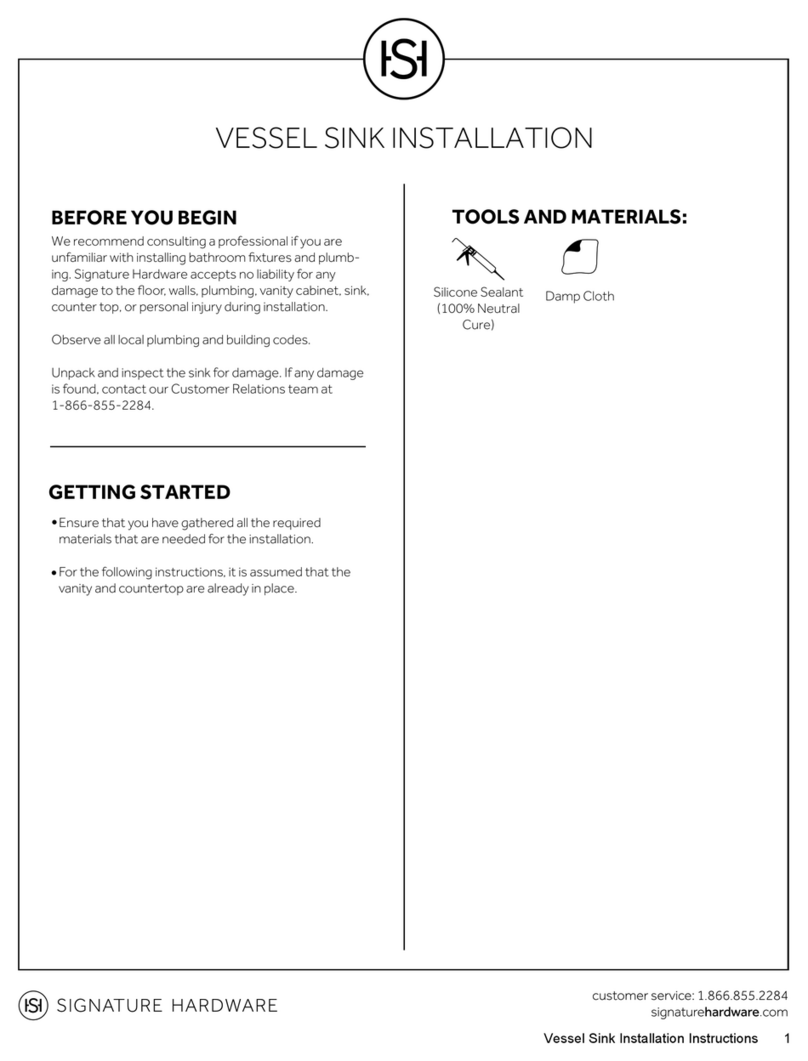 Signature Hardware VESSEL SINK User manual Signature Hardware VESSEL SINK User manual