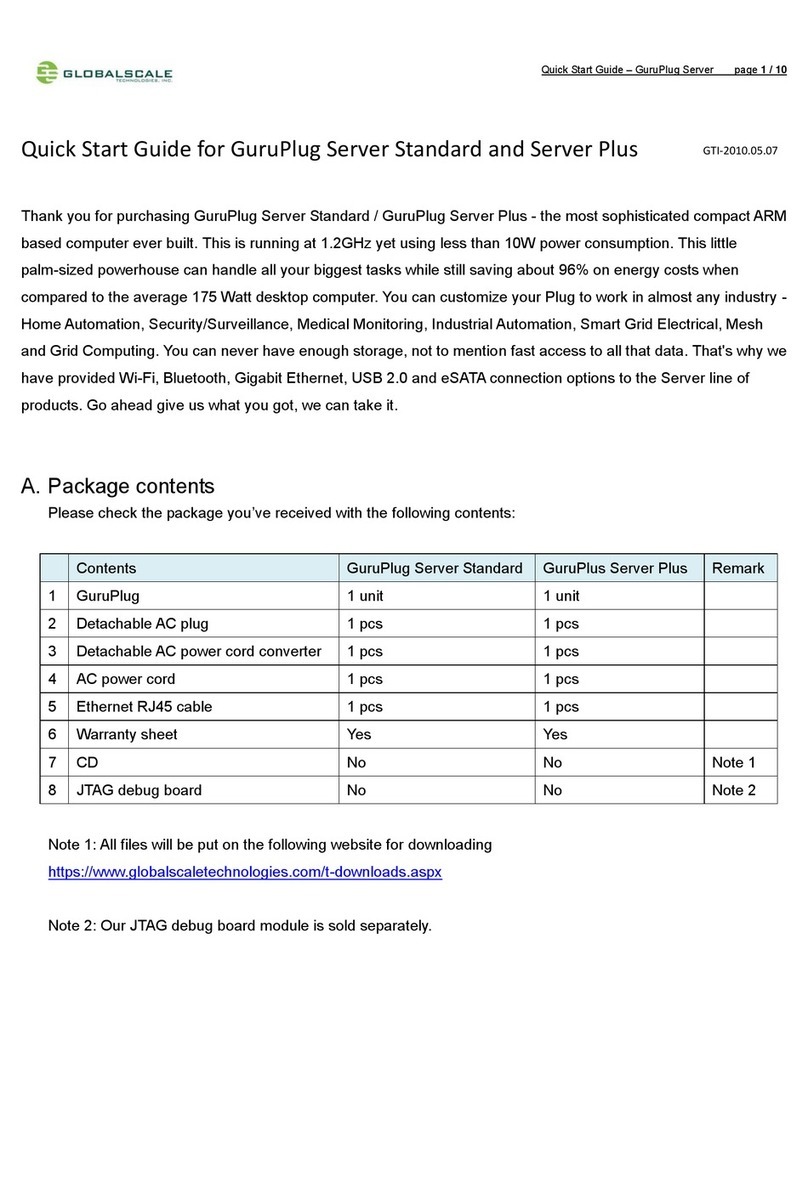 GlobalScale GuruPlug Server Standard quick start guide