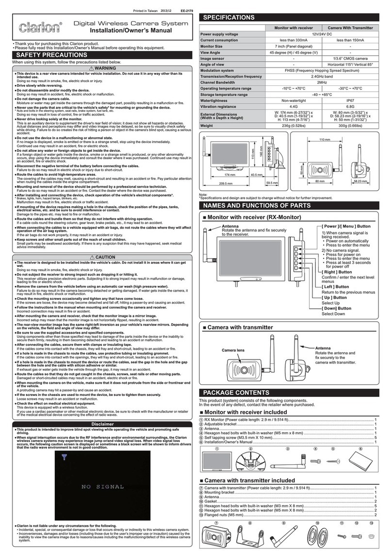 Clarion EE-2179 Installation & owner's manual