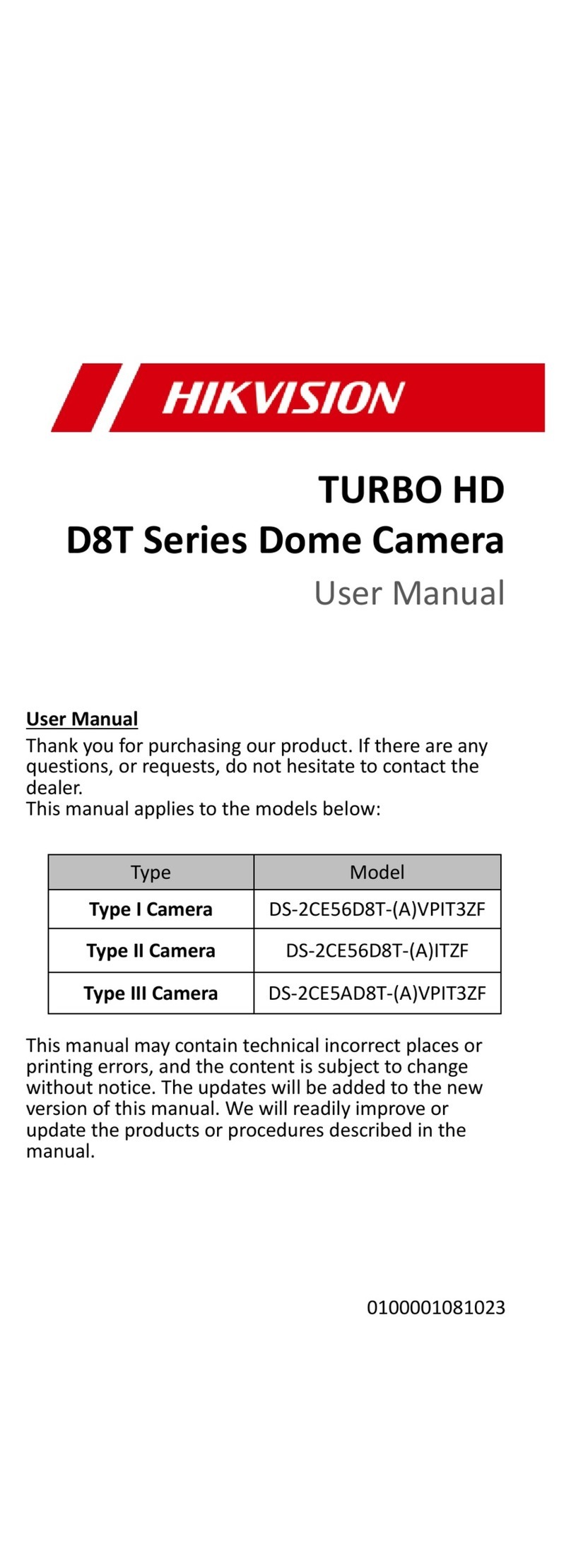 HIK VISION D8T Series User manual