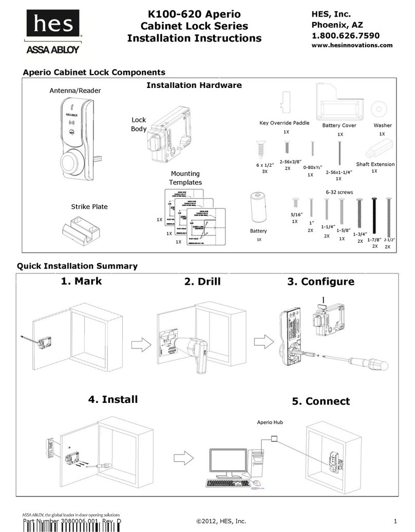 HES K100-620 Aperio Series installation instructions