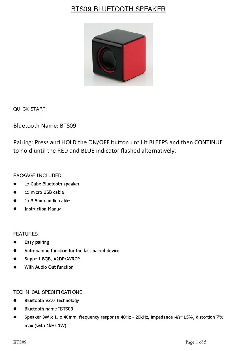 Valore BTS09 instruction manual