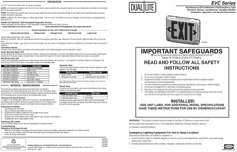 DualLite EVC Series Installation, operation and service instructions DualLite EVC Series Installation, operation and service instructions