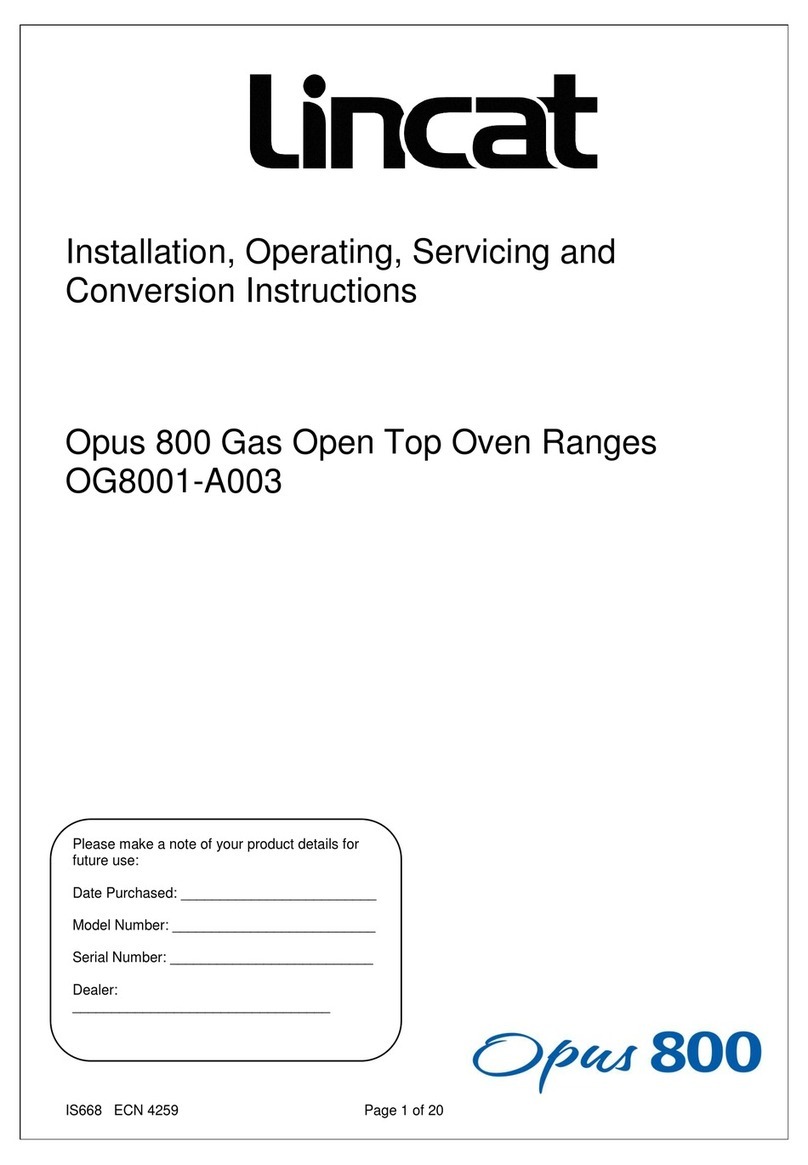 Lincat Opus 800 Series Installation, operating and servicing instruction