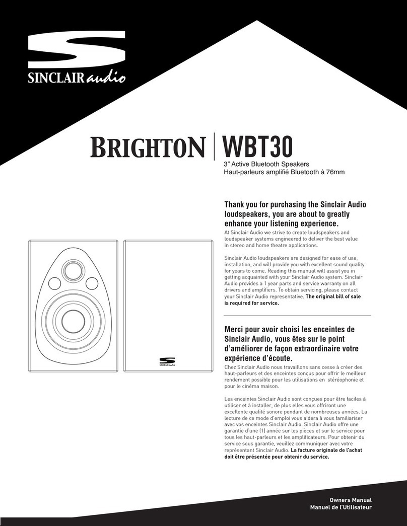 Sinclair Audio Brighton WBT30 User manual Sinclair Audio Brighton WBT30 User manual