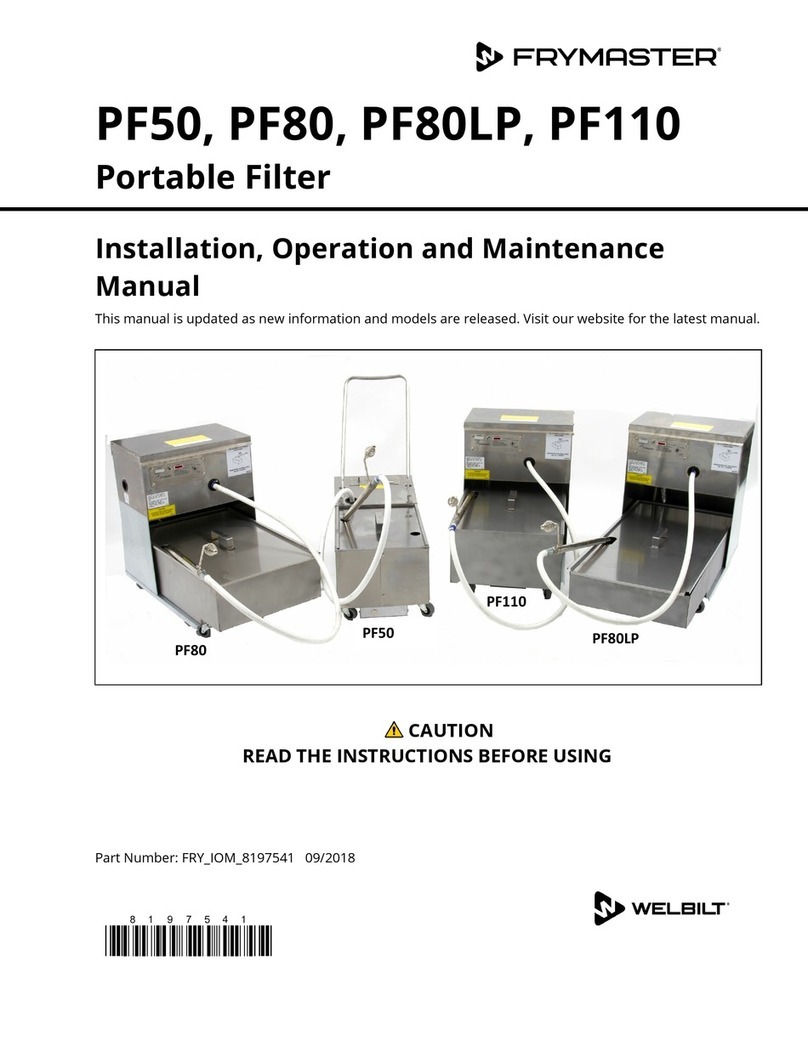 Welbilt Frymaster PF50 Installation and operating instructions