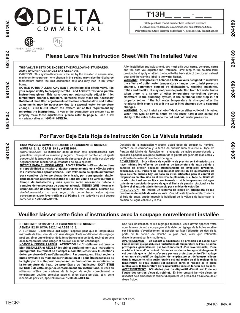 Delta T13H Series instruction sheet Delta T13H Series instruction sheet