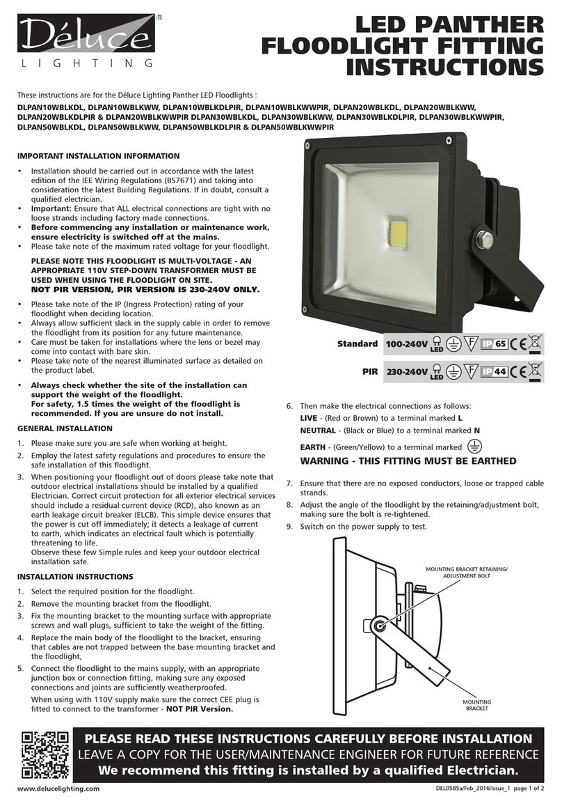 Deluce Lighting DLPAN10WBLKDL Fitting instructions