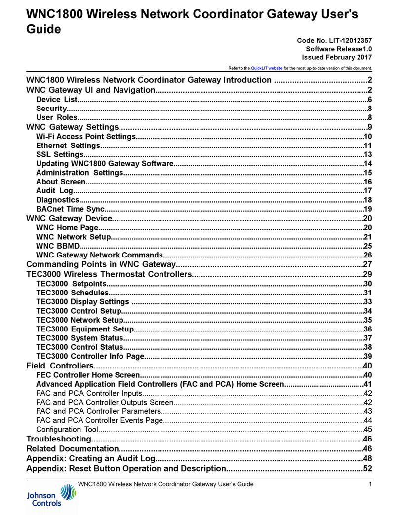 Johnson Controls WNC1800 user guide
