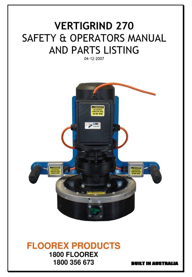 floorex VERTIGRIND 270 Safety and operators manual & parts listing