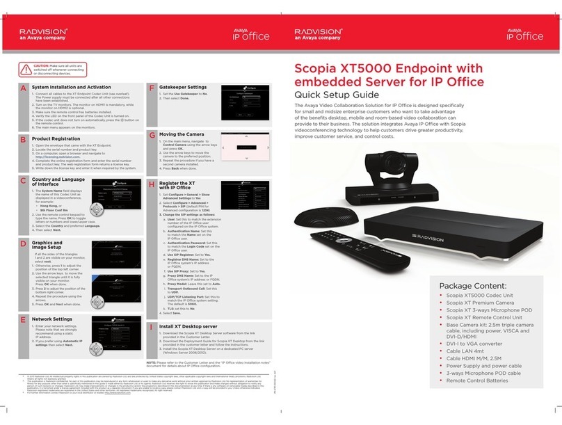 RADVision Scopia XT5000 Series Quick setup guide