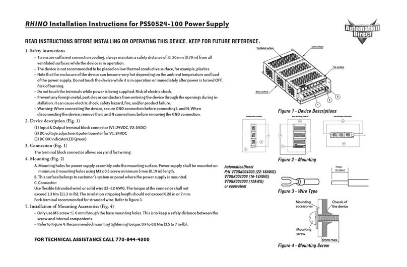 AutomationDirect RHINO PSS0524-100 installation instructions
