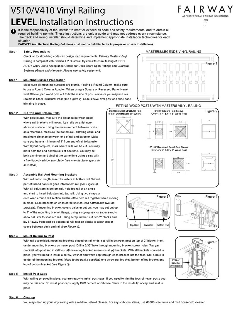 FAIRWAY ARCHITECTURAL RAILING SOLUTIONS V410 Vinyl Railing Level Installation Instructions