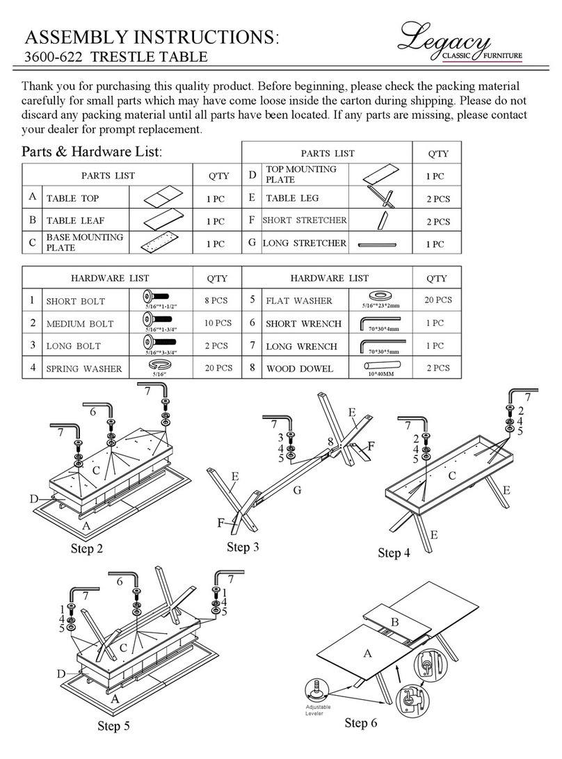 Legacy Classic Furniture 3600-622 TRESTLE TABLE Assembly instructions