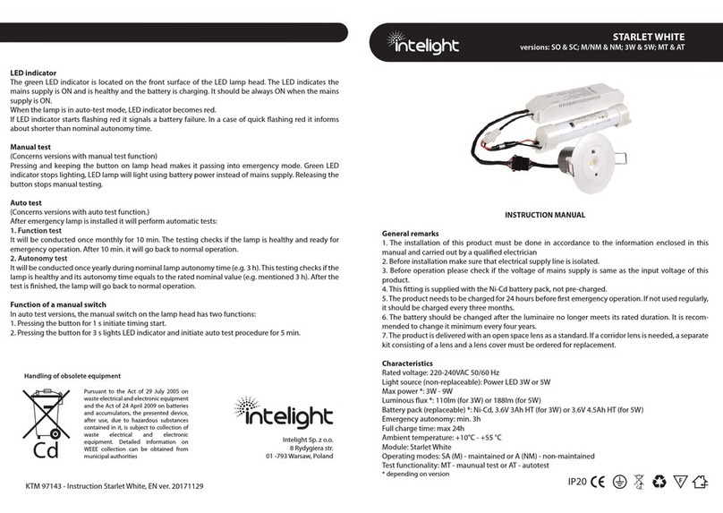 Intelight STARLET WHITE SO instruction manual