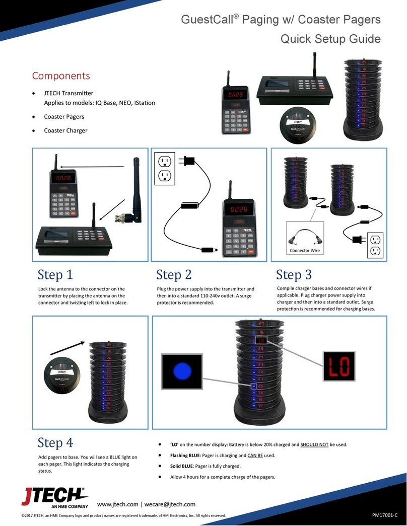 J-TECH GuestCall Coaster Pager User manual