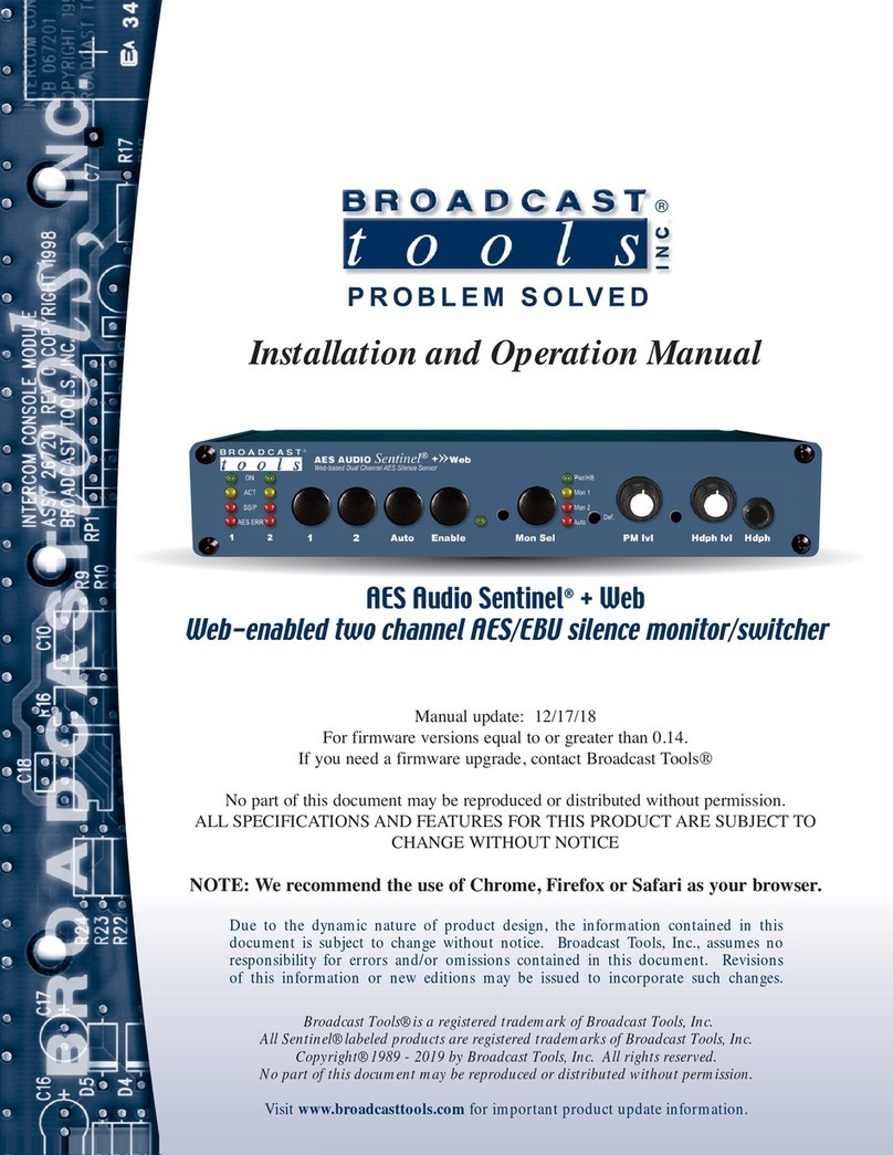 Broadcast AES Audio Sentinel + Web Installation and operation manual Broadcast AES Audio Sentinel + Web Installation and operation manual