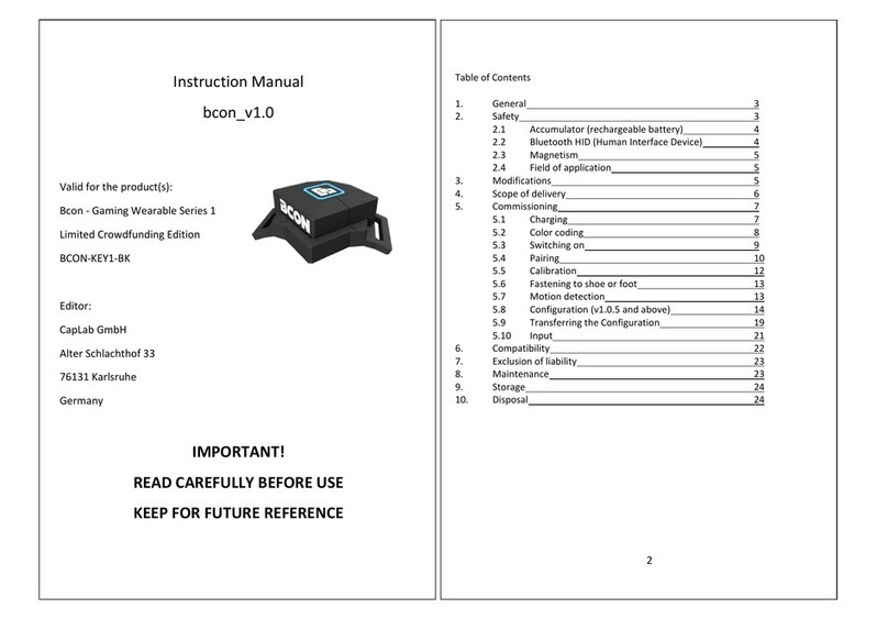 CapLab GmbH Bcon Gaming Wearable Series 1 instruction manual CapLab GmbH Bcon Gaming Wearable Series 1 instruction manual