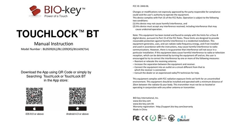 BIO-key TOUCHLOCK BT BL0509 User manual