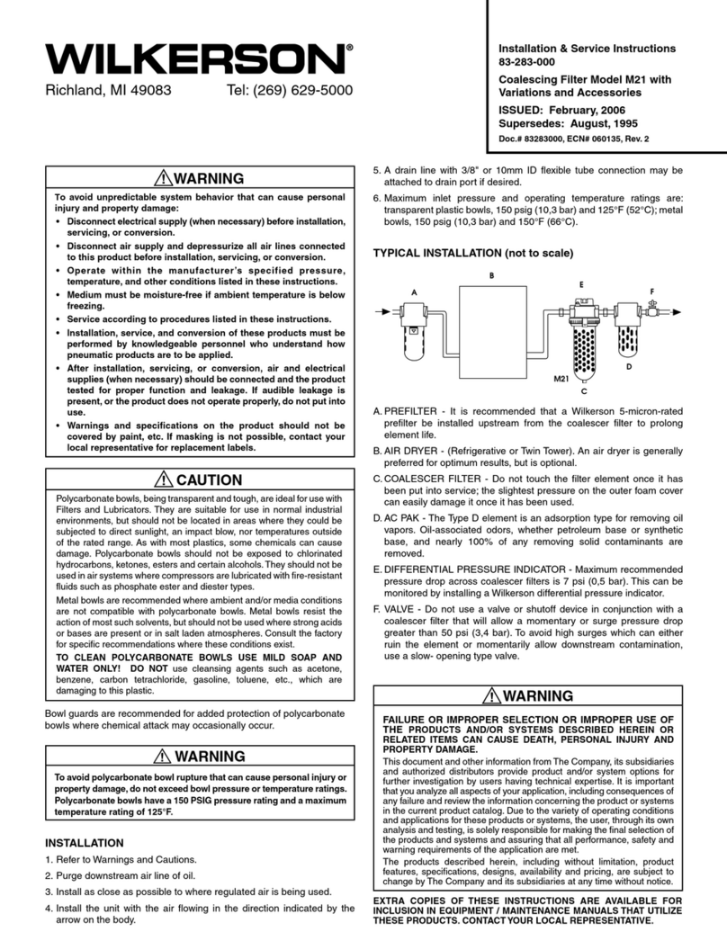 Wilkerson M21 Operating instructions