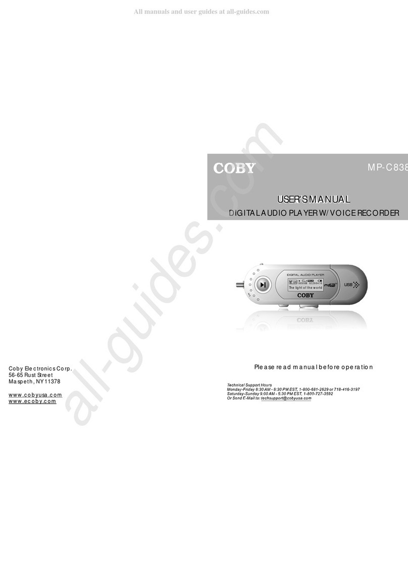 Coby MP-C838 - 128 MB Digital Player user manual Coby MP-C838 - 128 MB Digital Player user manual