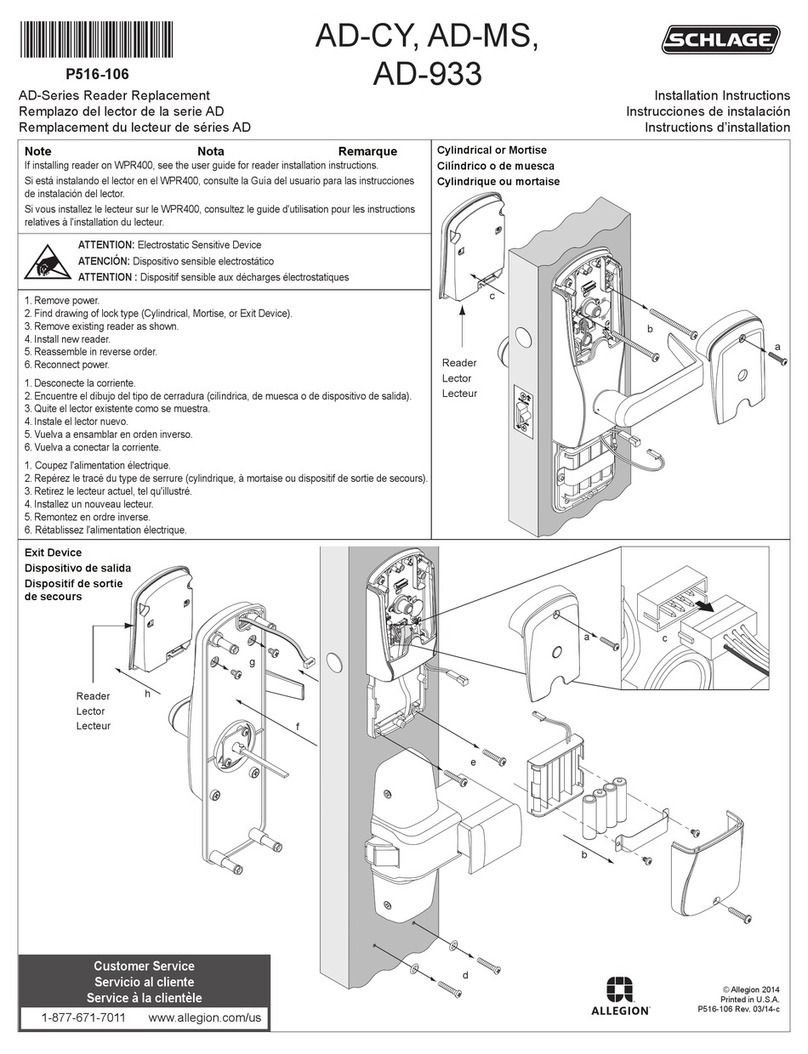 Schlage AD-Series installation instructions Schlage AD-Series installation instructions