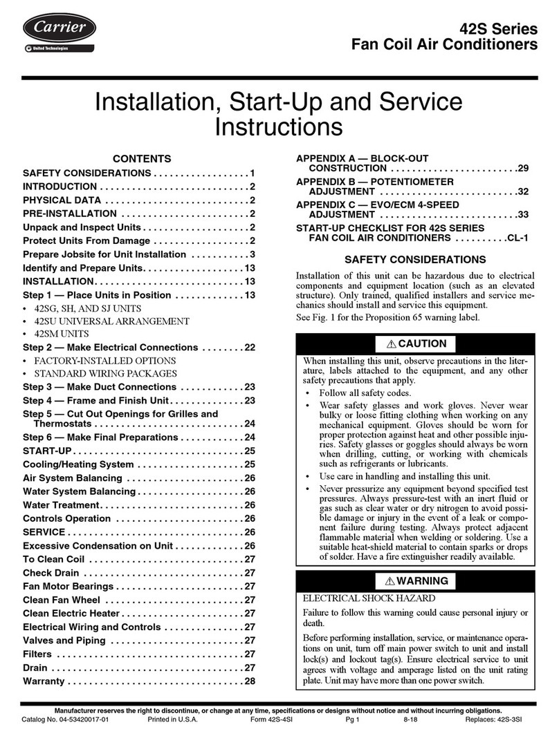 Carrier 42S Series Dimensions and installation guide