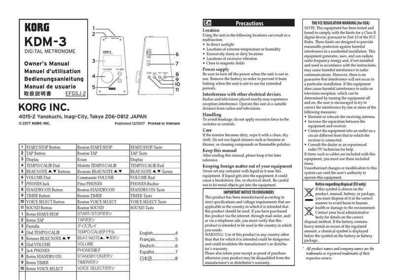 Korg KDM-3 owner's manual