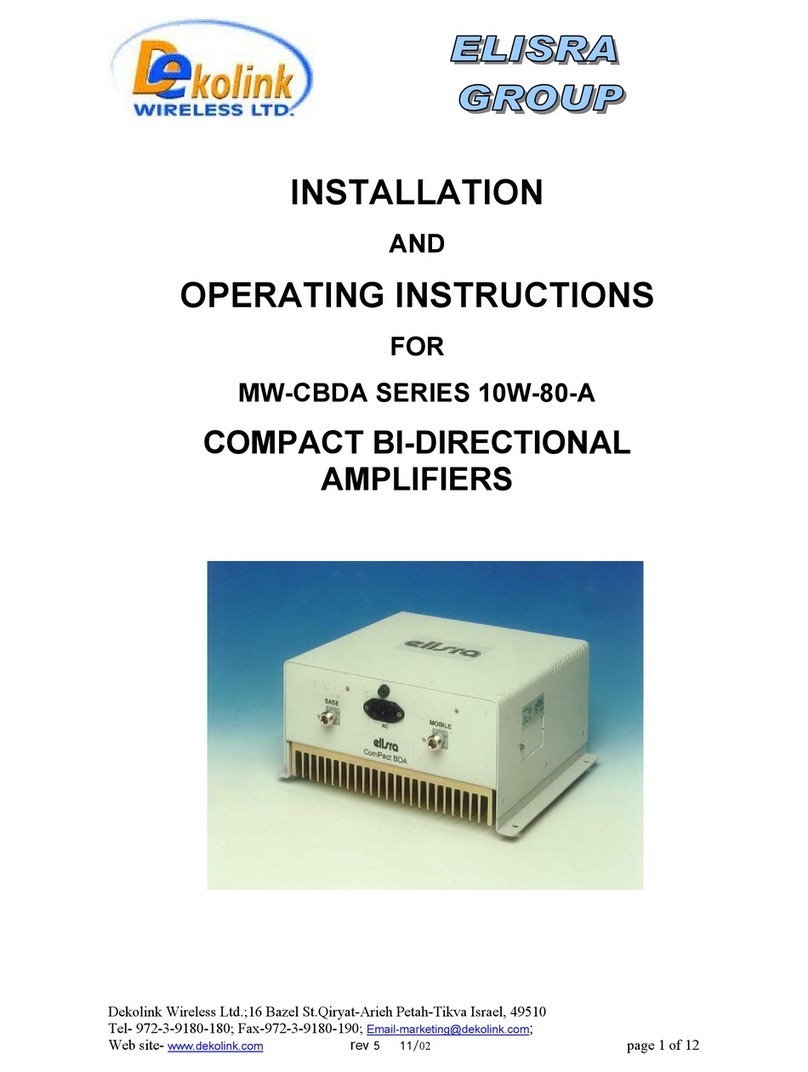 Elisra MW-CBDA SERIES 10W-80-A Installation and operating instructions
