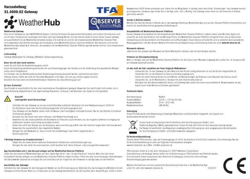 TFA WEATHERHUB quick reference