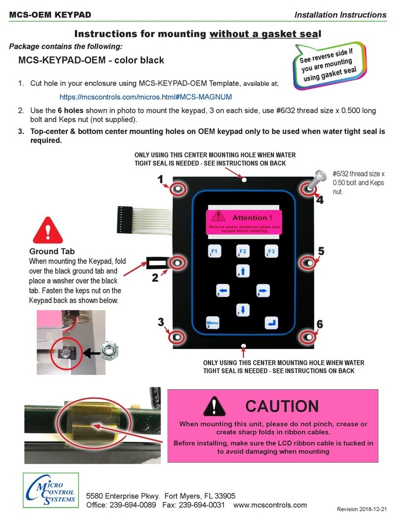 MCS KEYPAD-OEM installation instructions