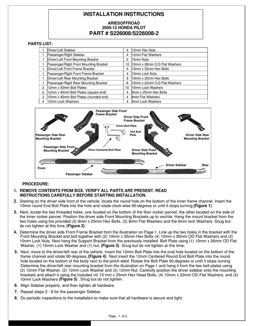 Aries Offroad S226008 installation instructions