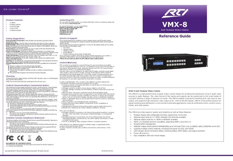 RTI VMX-8 User manual