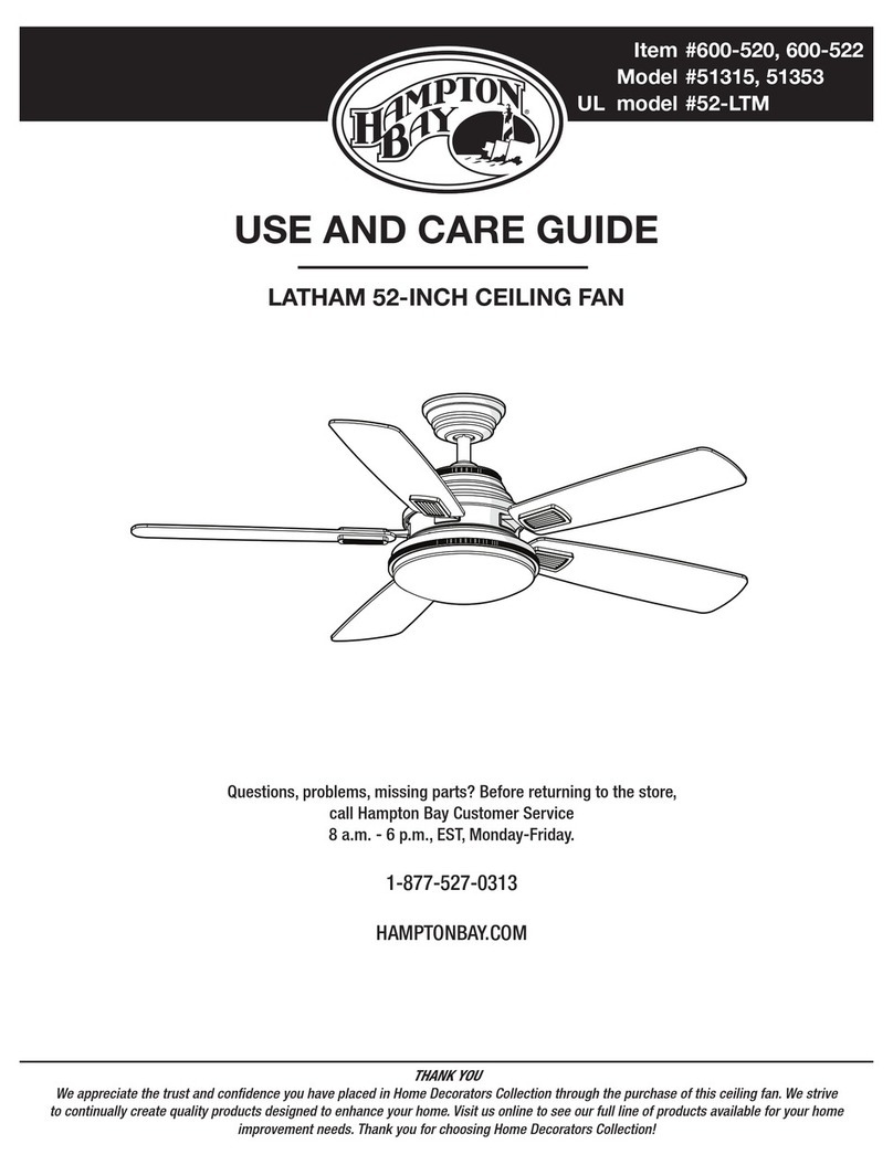 HAMPTON BAY 51315 Use and care guide