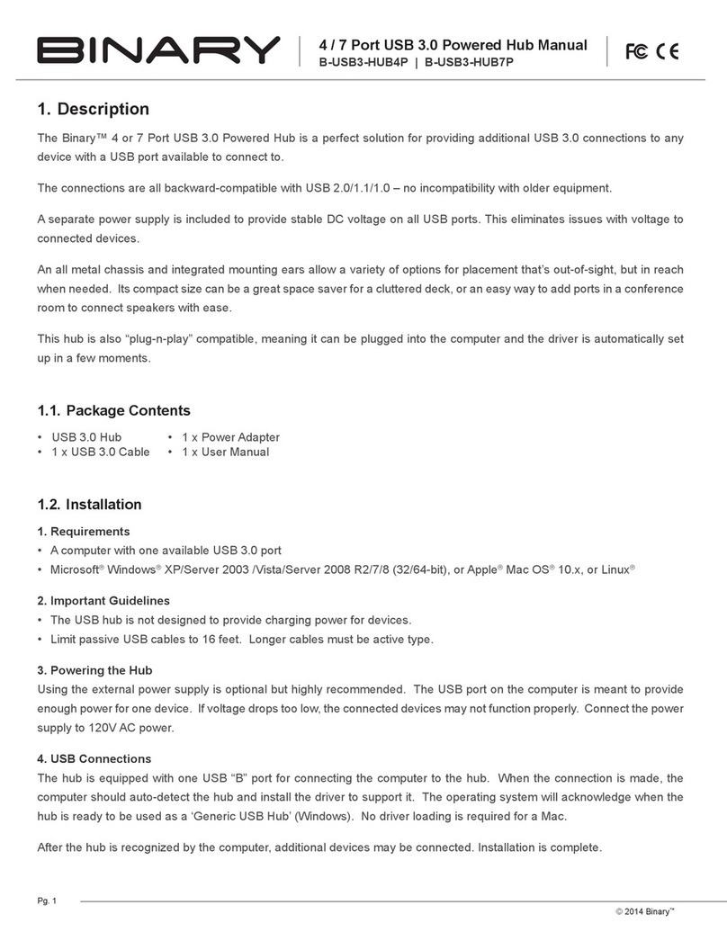 Binary B-USB3-HUB4P manual