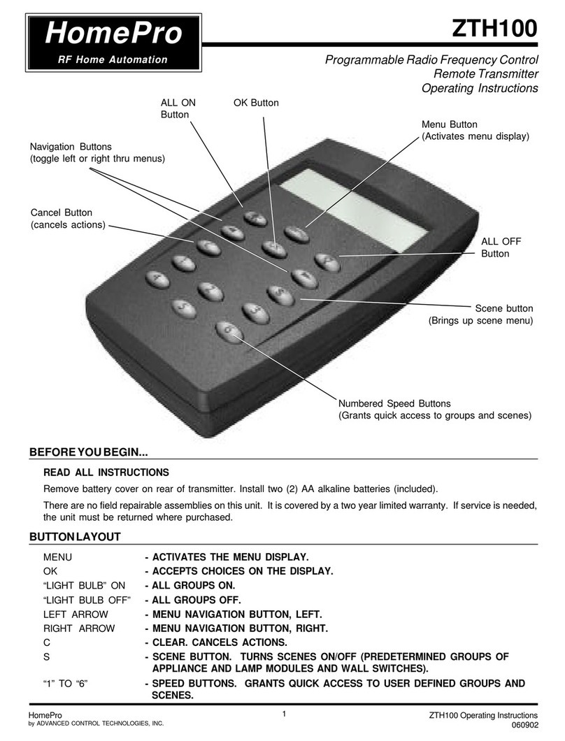 HomePro ZTH100 operating instructions